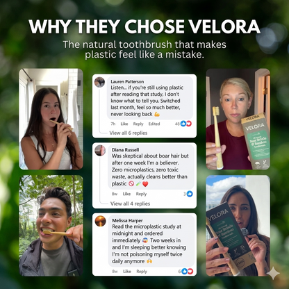 Velora Boar Bristle & Bamboo Toothbrush (4 Pack)